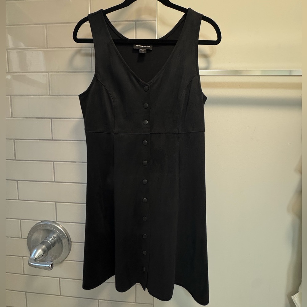 Fifteen Twenty Black Sleeveless Suede Dress